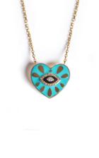 Moda Operandi Nayla Arida 18k Gold, Turquoise & Black Enamel Heart Necklace