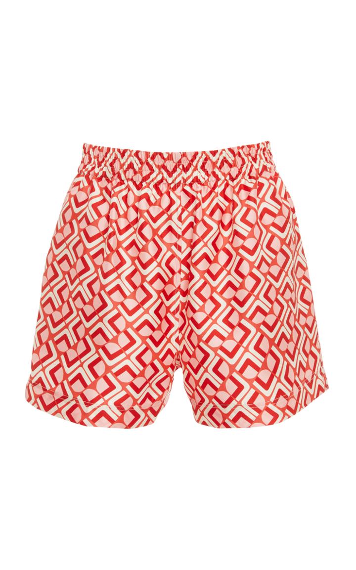 La Doublej Boxer High-rise Printed Silk Shorts