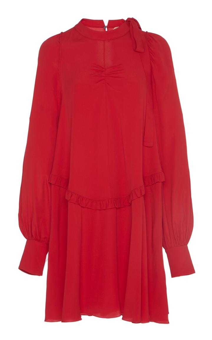N 21 N&deg;21 Hazel Ruffled Crepe De Chine Peasant Dress