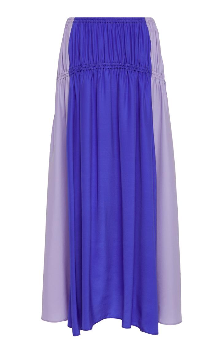 Amur Tova Ruched Silk Ankle Skirt