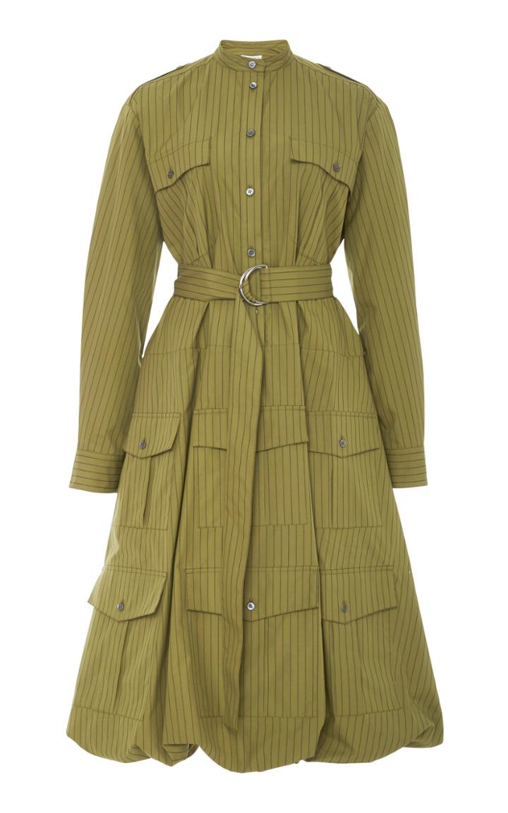 Jw Anderson Patch Pocket Belted Cotton Poplin Shirt Dress