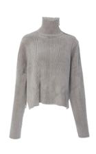 Sally Lapointe Zip-detailed Ribbed-knit Turtleneck Sweater