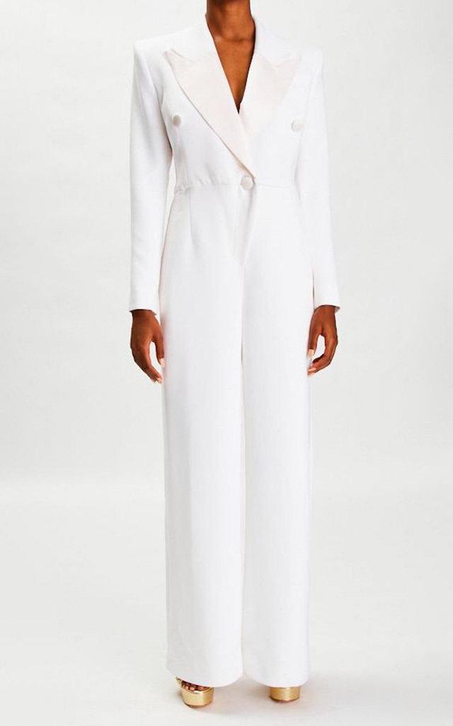 Moda Operandi Sergio Hudson Belted Crepe Tuxedo Jumpsuit