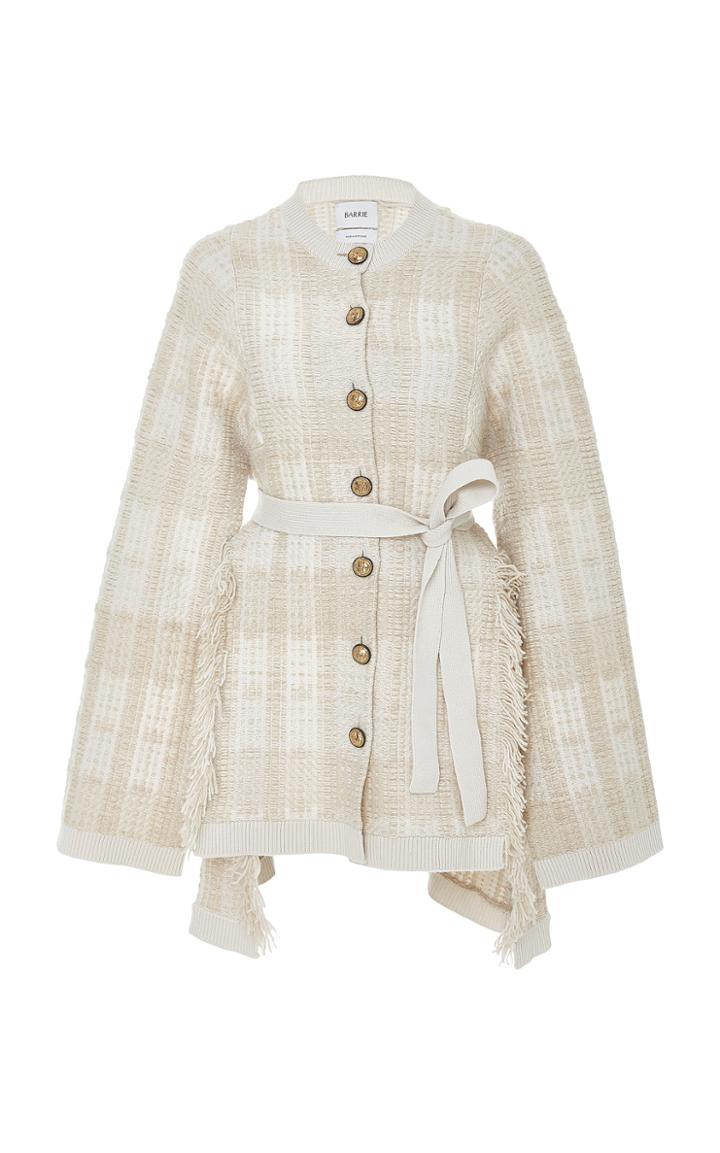 Barrie Asymmetric Woven Cashmere Cardigan