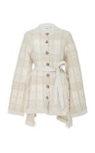 Barrie Asymmetric Woven Cashmere Cardigan