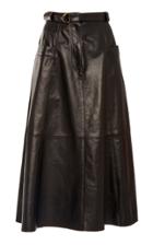 Nili Lotan Lila Belted A-line Leather Skirt