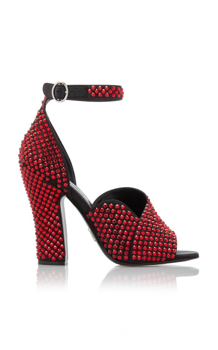 Prada Crystal-embellished Satin Sandals Size: 37.5
