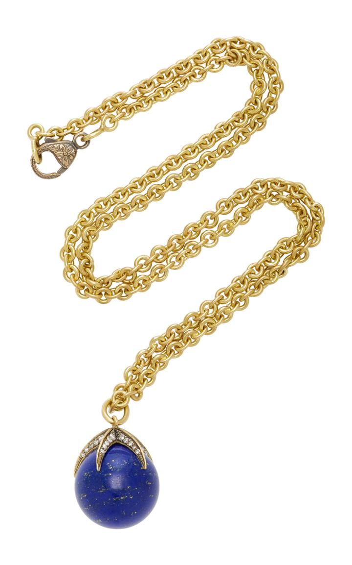Sylva & Cie 18k Gold Lapis And Diamond Necklace