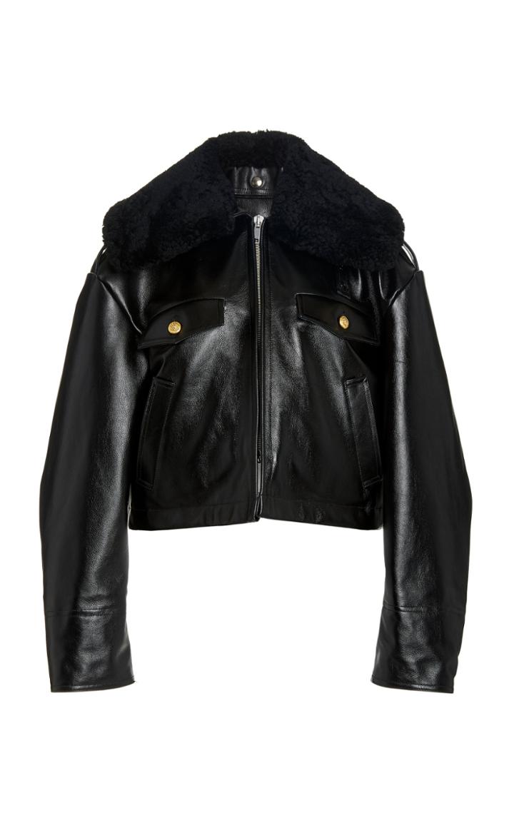 Moda Operandi R13 Policeman Oversized Cropped Leather Jacket