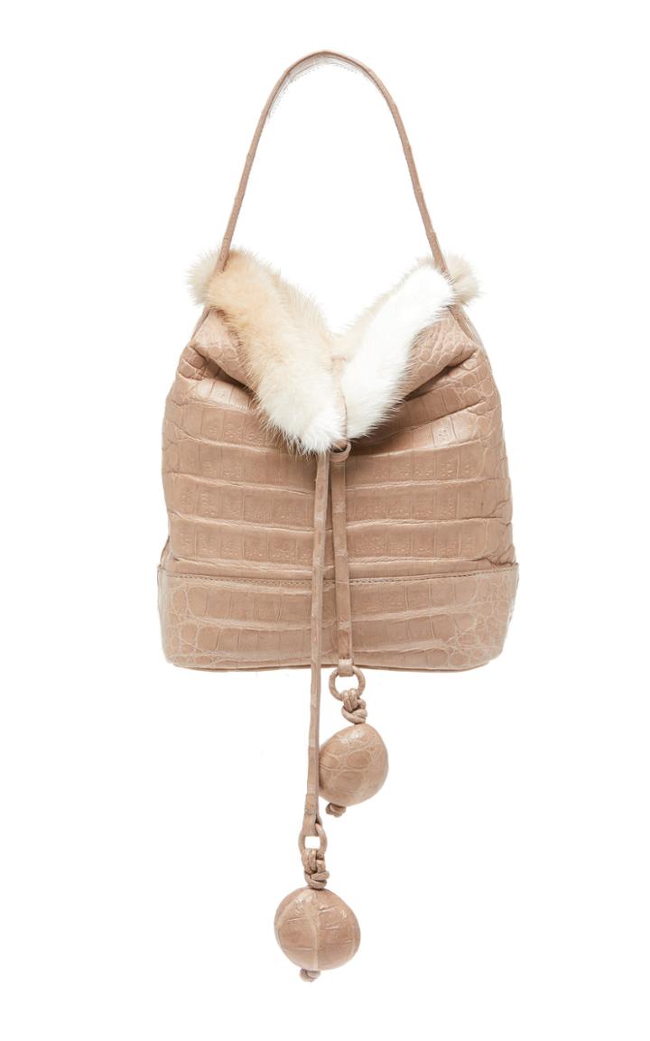 Nancy Gonzalez Mini Mink And Crocodile Hobo Bag