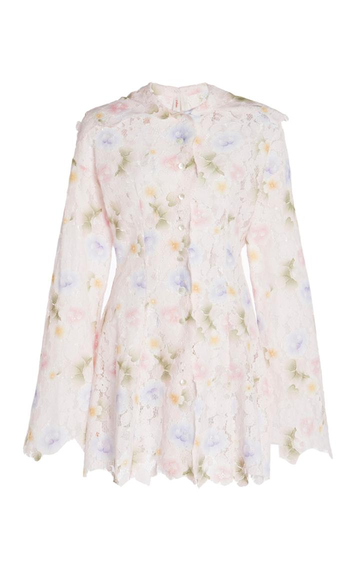 Moda Operandi Yuhan Wang Emilija Raw-cut Floral Cotton-blend Lace Top