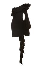 Pamella Roland Ruffled One-shoulder Stretch Crepe Dress