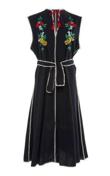 Carolina K Oaxaca Embroidered Midi Dress