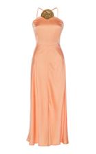Rixo Lana Cotton Halter Shell Detail Midi Dress