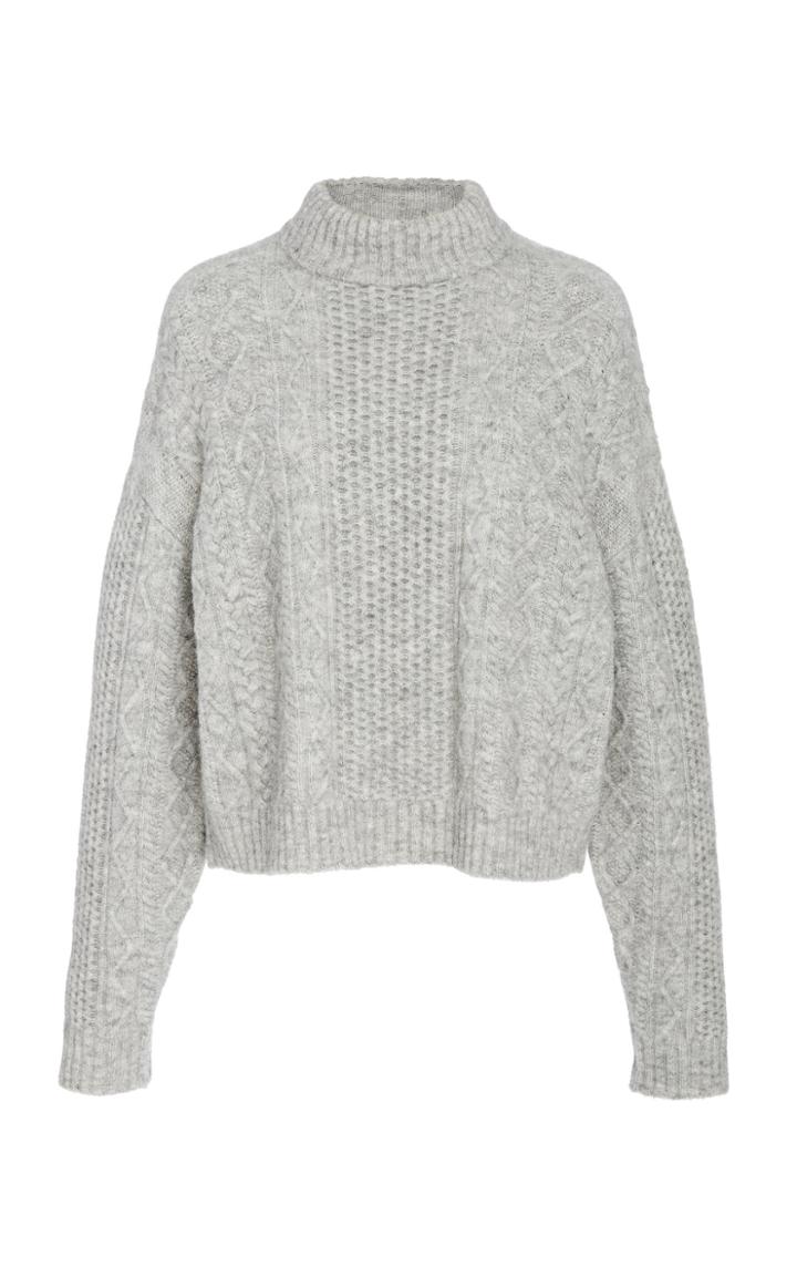 Sally Lapointe Cable-knit Mock Neck Sweater