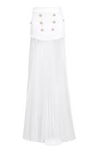 Balmain Pleated-overlay Tweed Mini Skirt