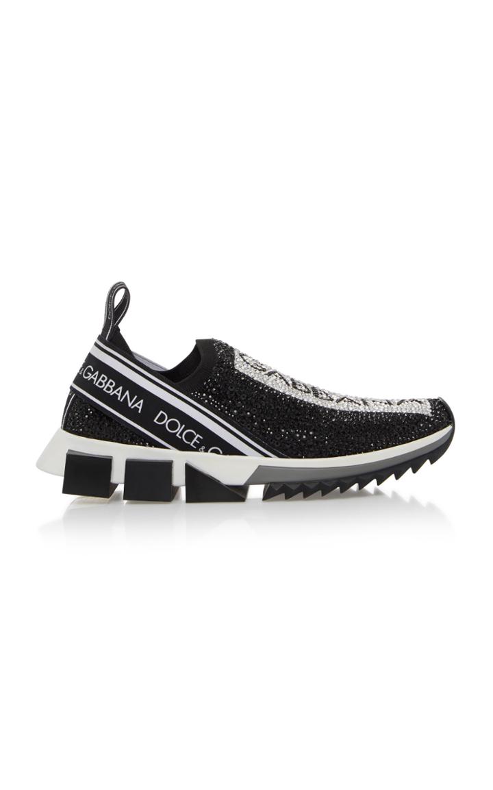 Dolce & Gabbana Bejeweled Logo Cotton Sneaker
