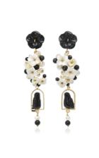 Of Rare Origin Nester 18k Yellow Gold Vermeil Onyx White Agate Horn And Pearl Earrings