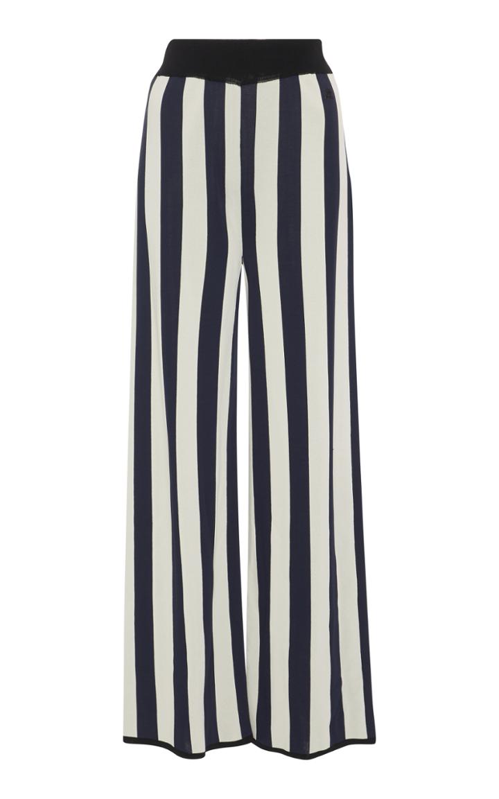 Courrges Wide Striped Crepe Pants