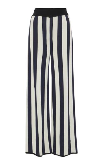 Courrges Wide Striped Crepe Pants