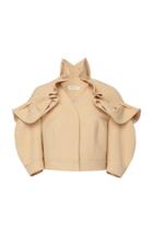 Delpozo Short Linen Canvas Jacket With Frills