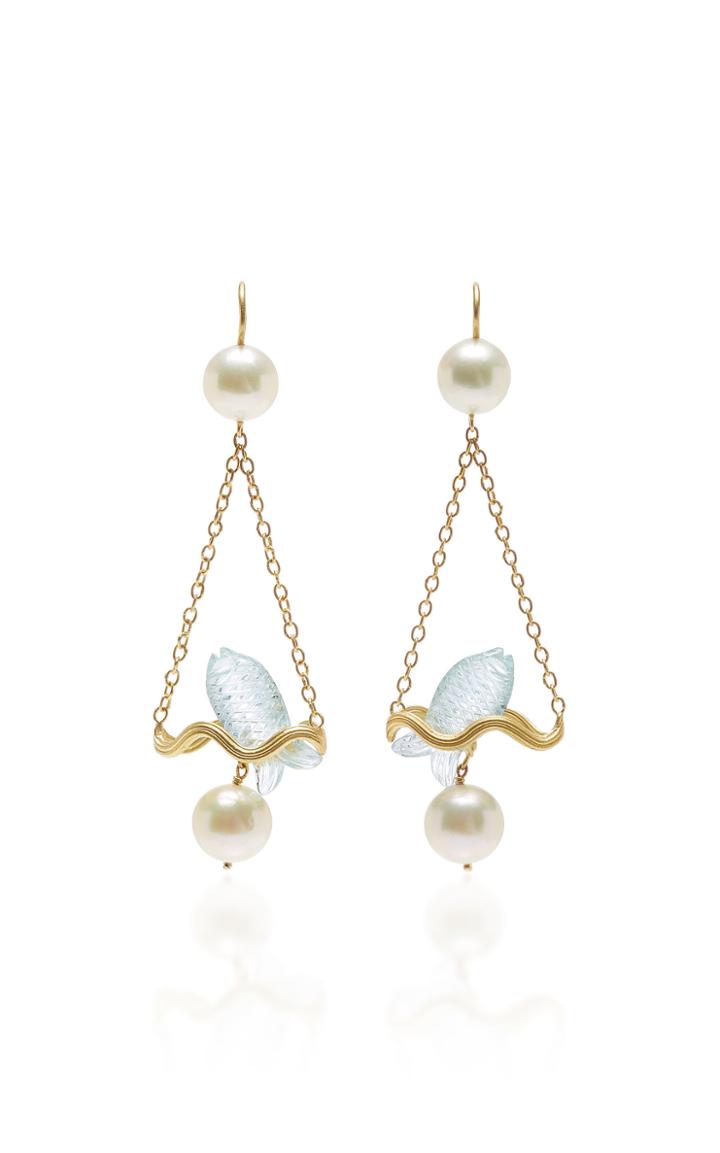 Marie-hlne De Taillac One-of-a-kind Aquamarine Renaissance Fish Earrings