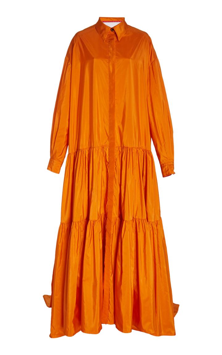 Carolina Herrera Oversized Silk Taffeta Shirt Dress