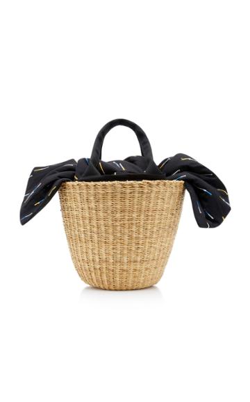 Muun Coco Straw And Printed Canvas Tote