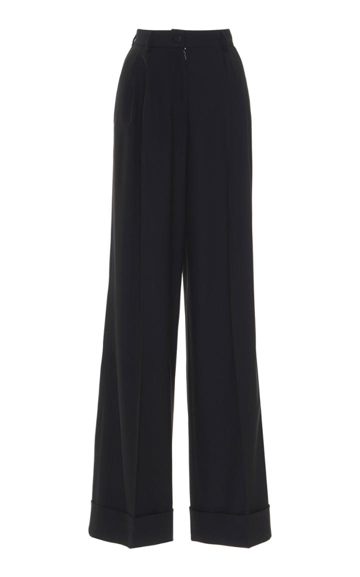 Dolce & Gabbana High-waisted Cuffed-hem Gabardine Pants