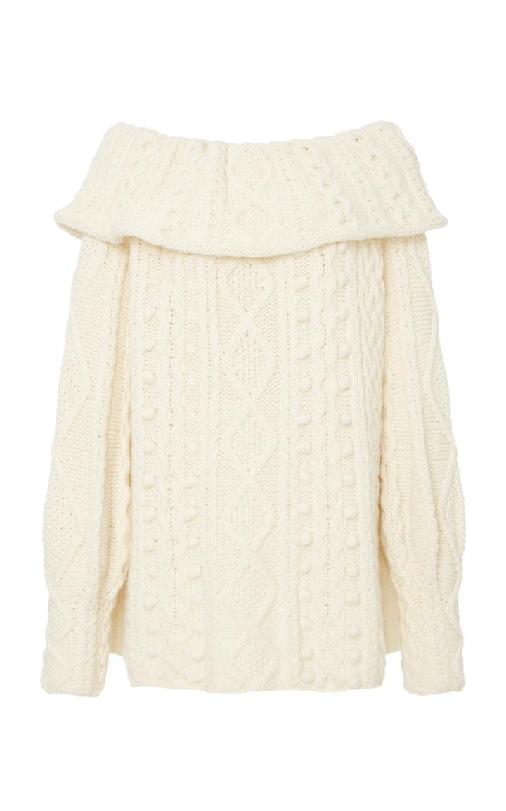 Marisa Witkin Off-shoulder Cable Knit Sweater