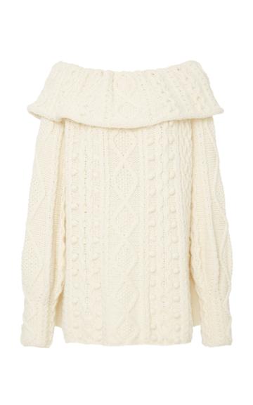 Marisa Witkin Off-shoulder Cable Knit Sweater