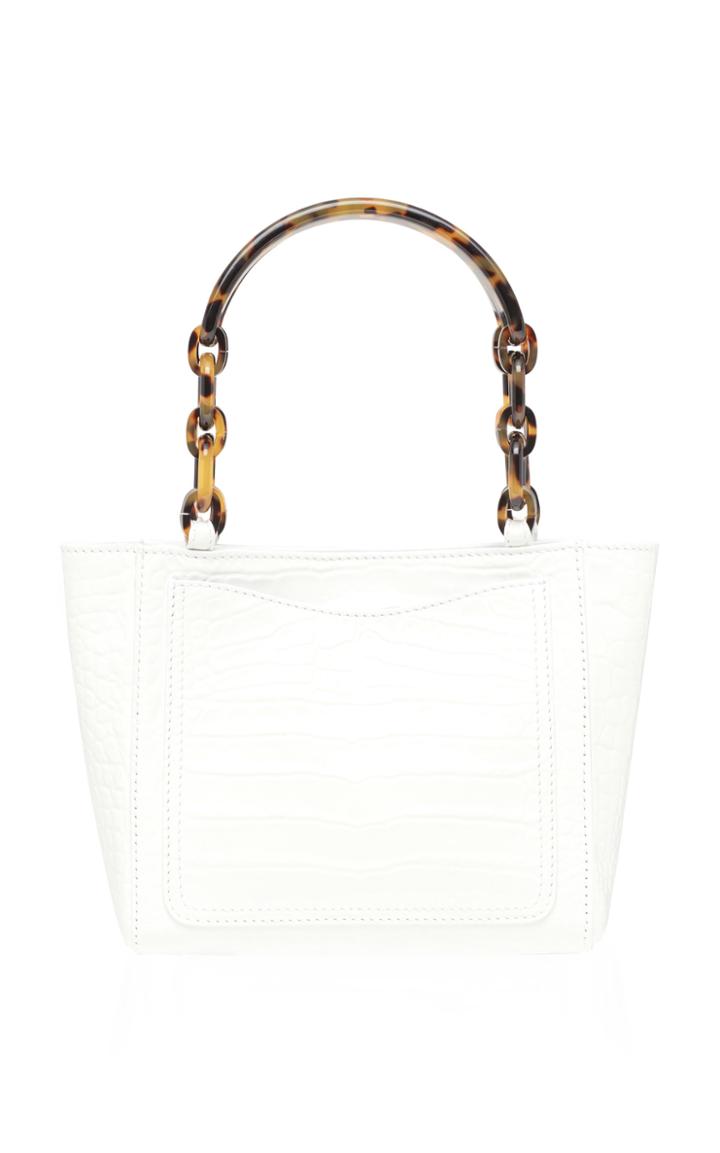 Edie Parker Micro Tote In Croc Embossed Patent