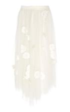 Loveshackfancy Rowena Floral-embroidered Tulle Midi Skirt