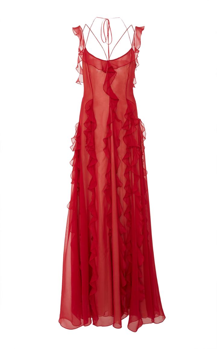 Prabal Gurung Ruffle Halter Gown