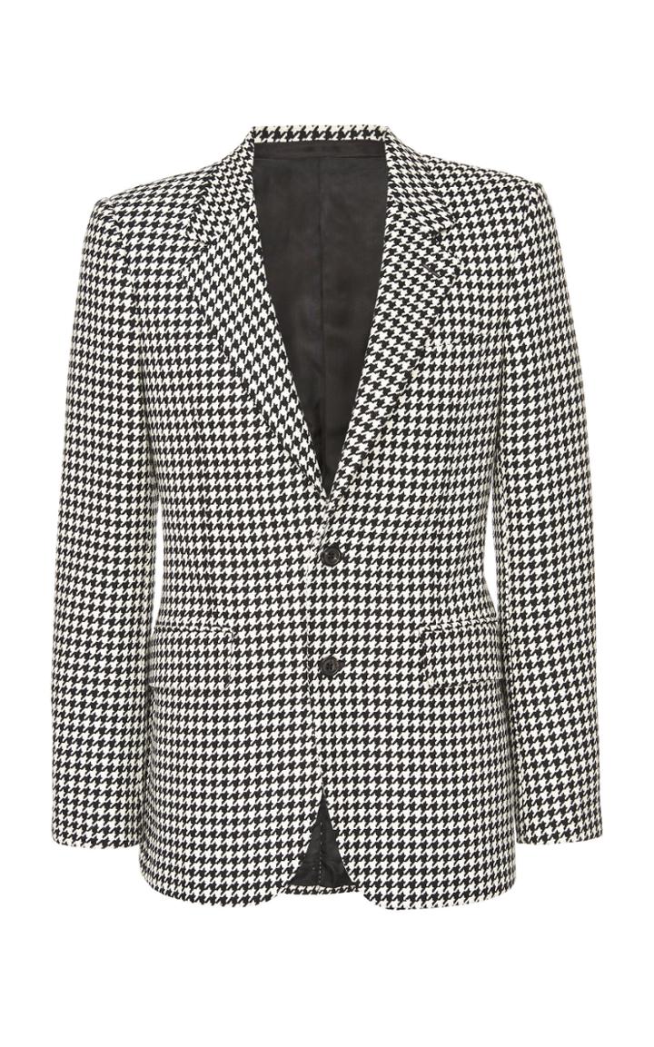 Moda Operandi Alexander Mcqueen Single-breasted Houndstooth Wool Blazer Size: 46