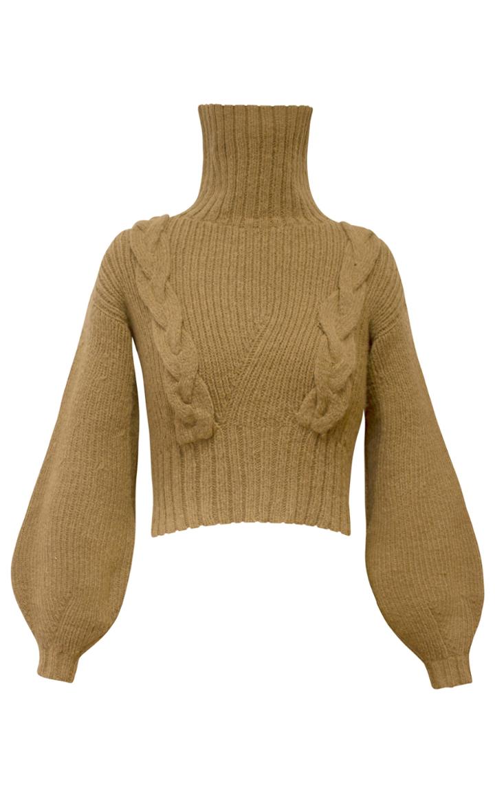 Alejandra Alonso Rojas Hand Cable Knit Cropped Turtleneck Sweater