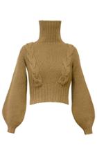 Alejandra Alonso Rojas Hand Cable Knit Cropped Turtleneck Sweater