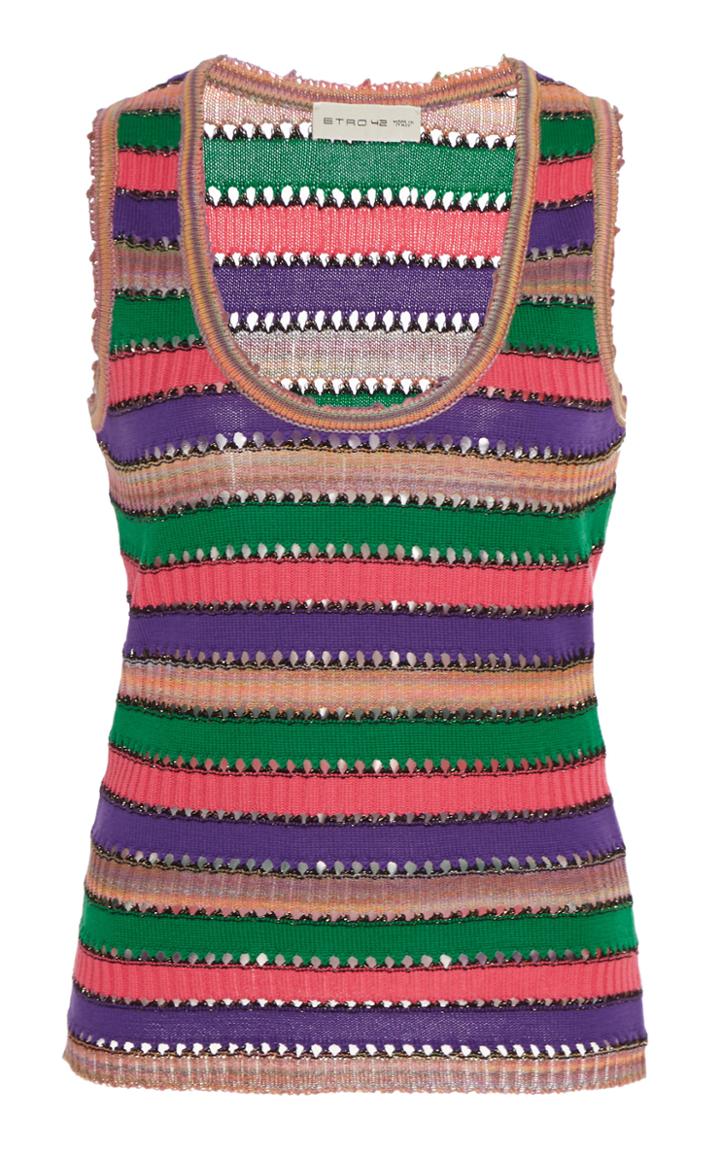 Etro Striped Open Knit Tank Top