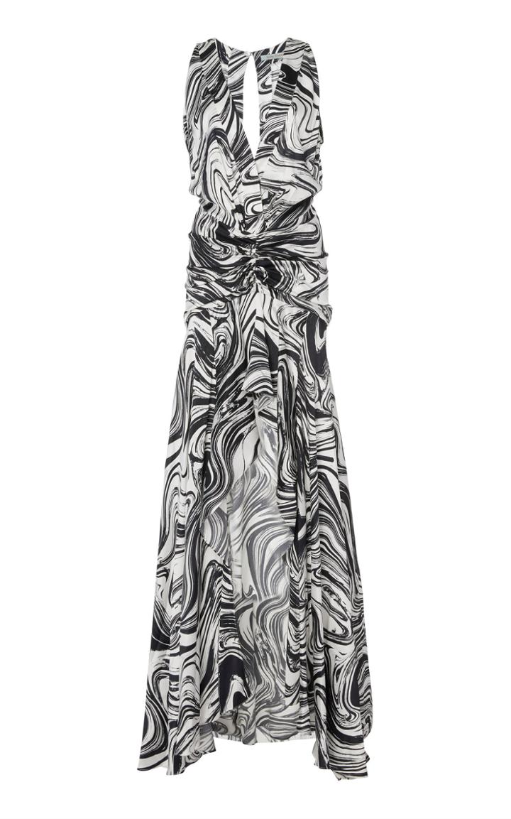 Silvia Tcherassi Marble-patterned Egle Silk Dress