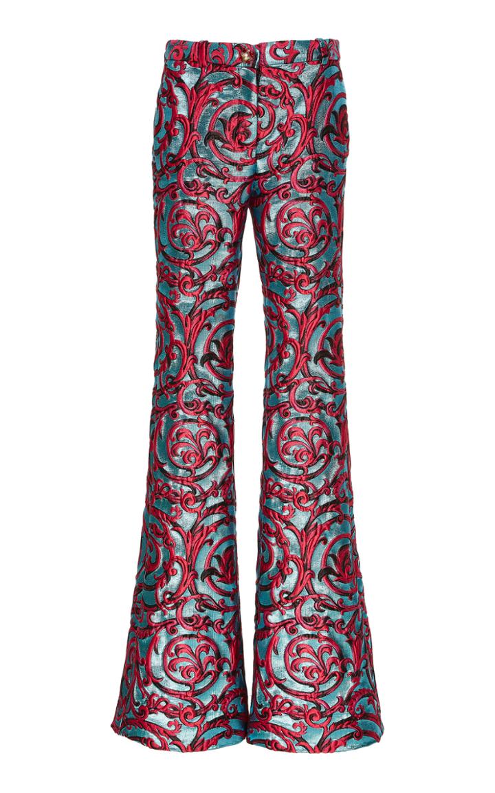 Versace High-rise Flared Leg Jacquard Pants