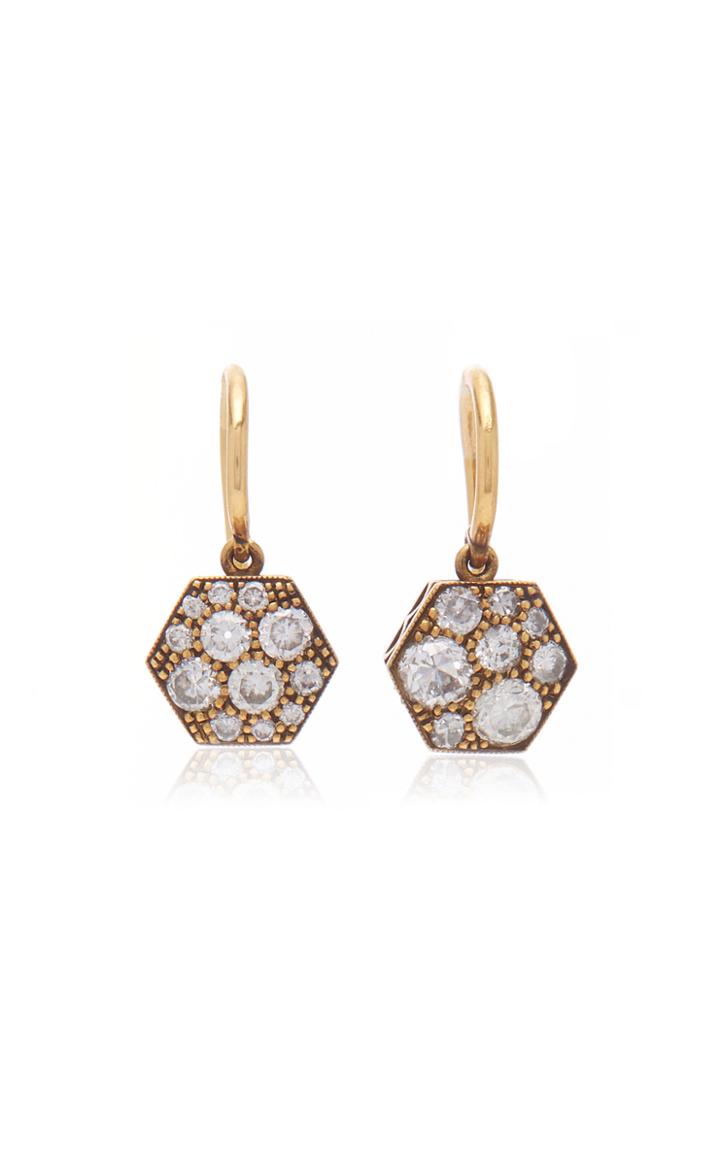 Single Stone Hexagon Cobblestone Drop Earrings