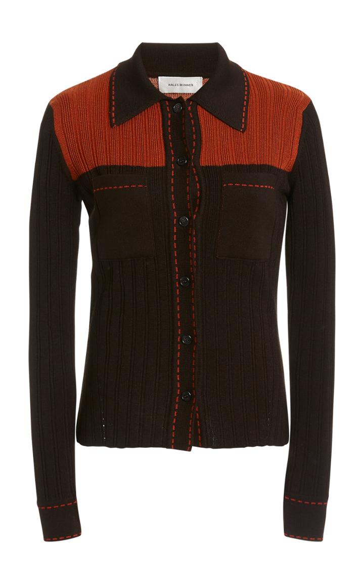 Wales Bonner Patch Pocket Ribbed Knit Shirt