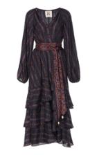 Figue Kira Ruffled Printed Silk-georgette Midi Dress