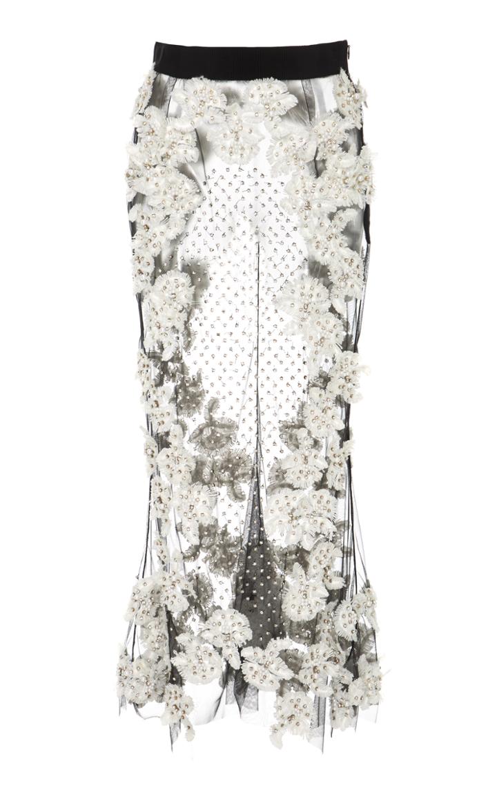Amen Couture Flower Patch Net Pencil Skirt