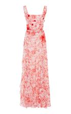 Costarellos Ruffled Floral-print Georgette Maxi Dress