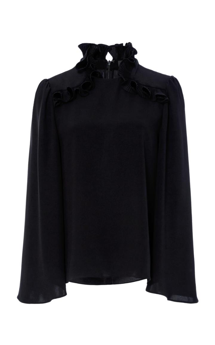 Co Stretch Crepe Long Sleeve Blouse