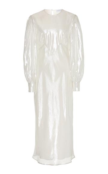 Olivia Von Halle Aureta Silk-lam Midi Dress Size: Xs
