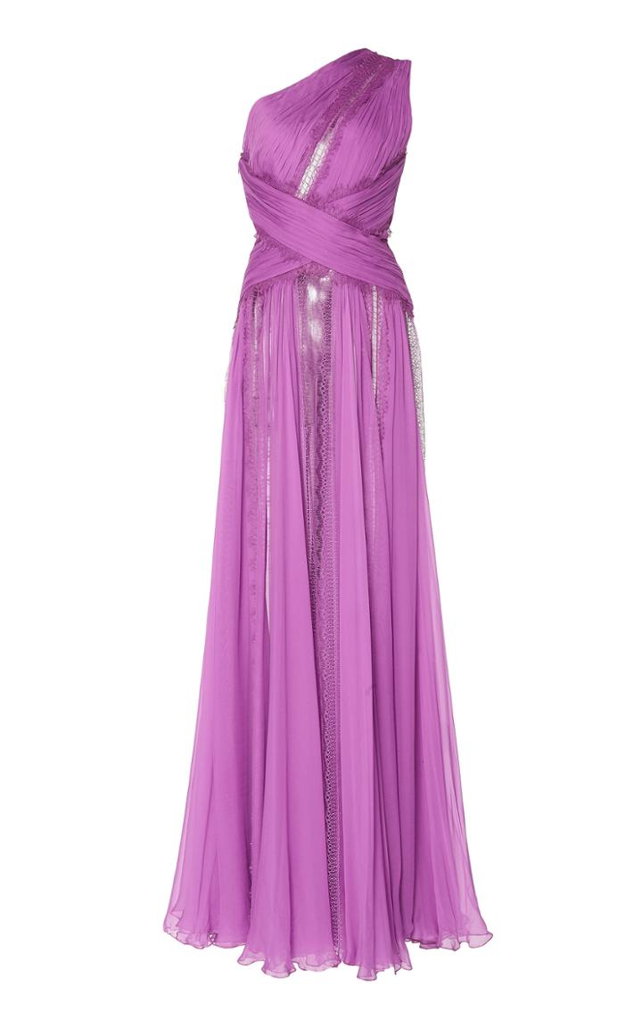 Zuhair Murad Asymmetric Silk Chiffon Dress