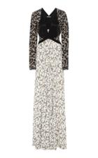 Roberto Cavalli Retro Leopard Long Sleeve Knit Dress