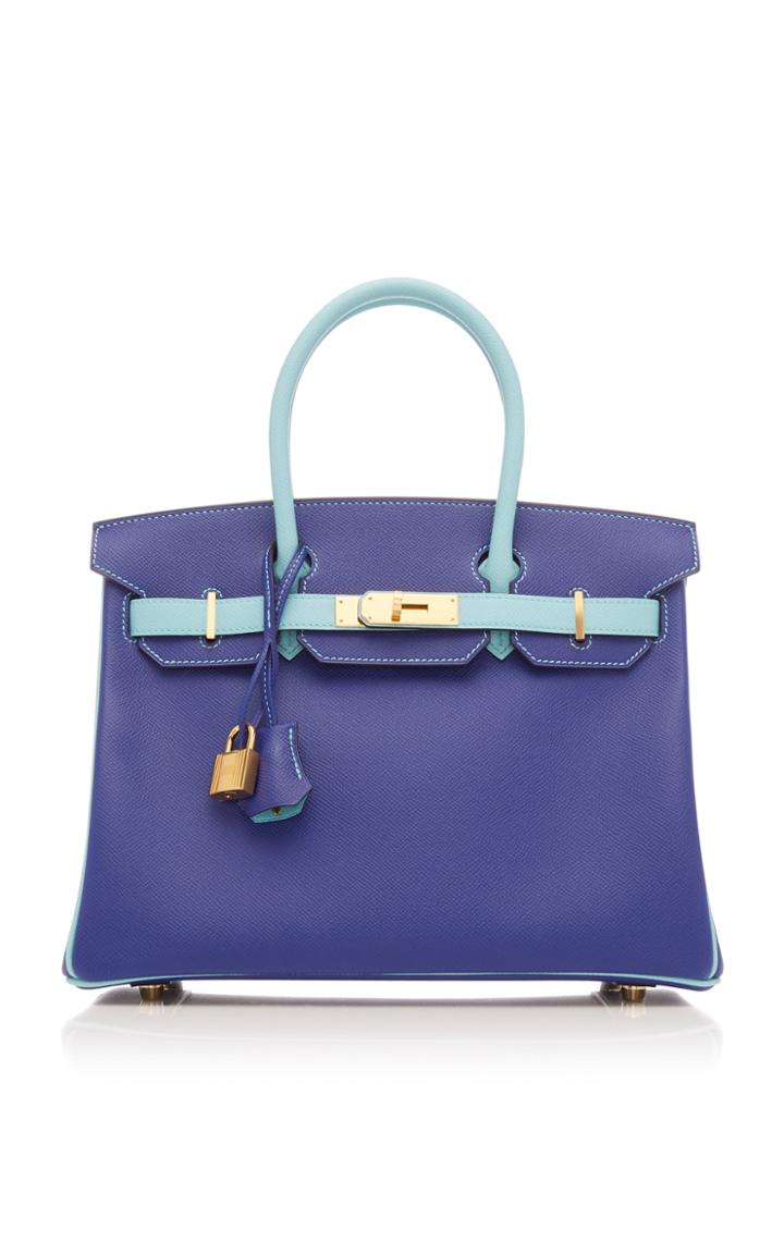 Hermes Vintage Hermes 30cm Blue Atoll And Blue Electric Epsom Leather Birkin
